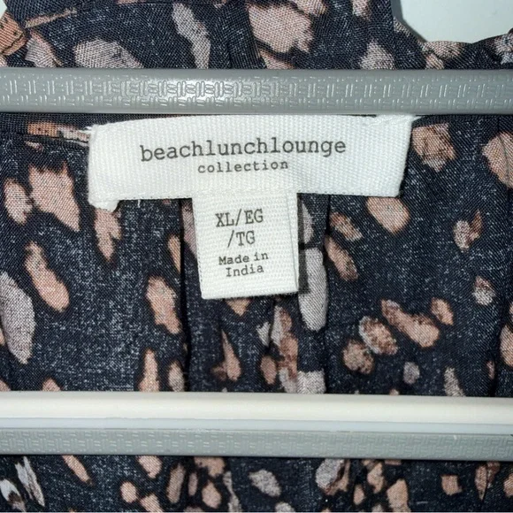 NWT beachlunchlounge Black Dress with Brown Spot Print, Long Sleeve Lined - Picture 2 of 11